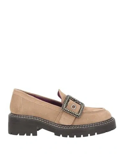 Apepazza Woman Loafers Sand Size 7 Leather In Brown