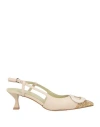 Apepazza Woman Pumps Beige Size 8 Leather In Beige