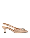 Apepazza Woman Pumps Blush Size 10 Leather, Synthetic Raffia In Pink