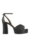 Apepazza Woman Sandals Black Size 5 Leather, Textile Fibers In Black
