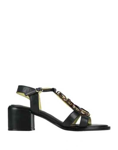 Apepazza Woman Sandals Black Size 6 Leather