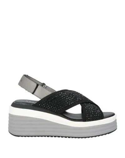 Apepazza Woman Sandals Black Size 7 Textile Fibers In Black