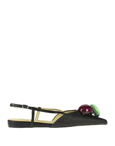 Apepazza Woman Sandals Black Size 8 Leather, Textile Fibers