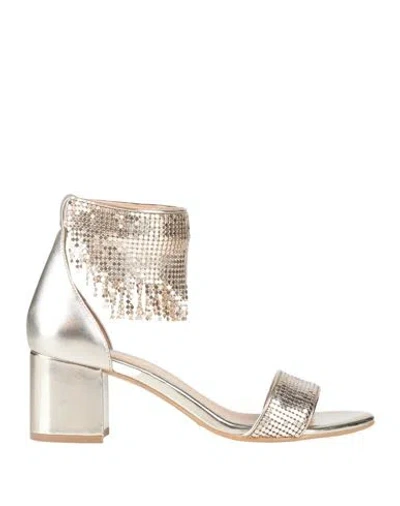 Apepazza Woman Sandals Platinum Size 9 Leather, Synthetic Material In Gold
