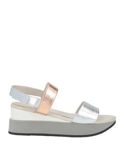 Apepazza Woman Sandals Silver Size 8 Leather In Multi