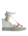 Apepazza Woman Sandals Silver Size 8 Leather, Textile Fibers In Silver