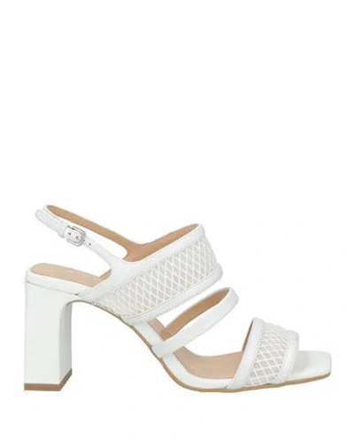 Apepazza Woman Sandals White Size 9 Textile Fibers, Soft Leather