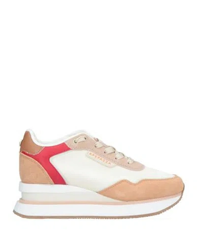 Apepazza Woman Sneakers Cream Size 7 Leather, Textile Fibers In White