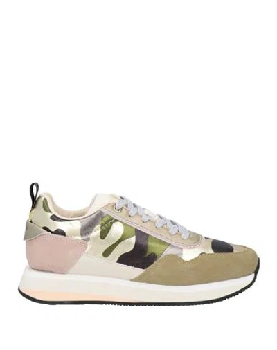 Apepazza Woman Sneakers Military Green Size 6 Textile Fibers, Leather