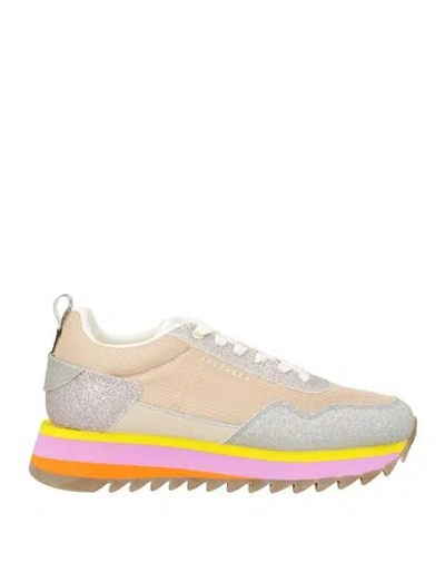 Apepazza Woman Sneakers Platinum Size 8 Leather, Textile Fibers