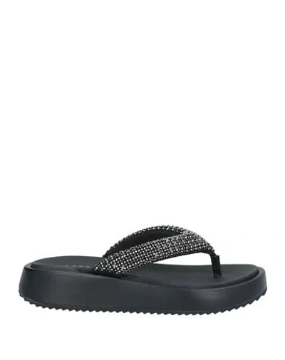 Apepazza Woman Thong Sandal Black Size 7 Textile Fibers
