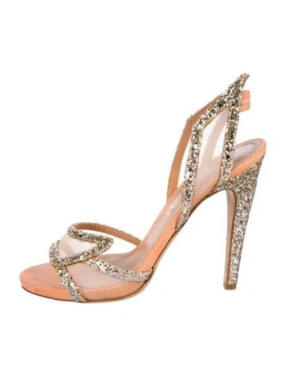 Pre-owned Aperlai Glitter Slingback Sandals In Multi