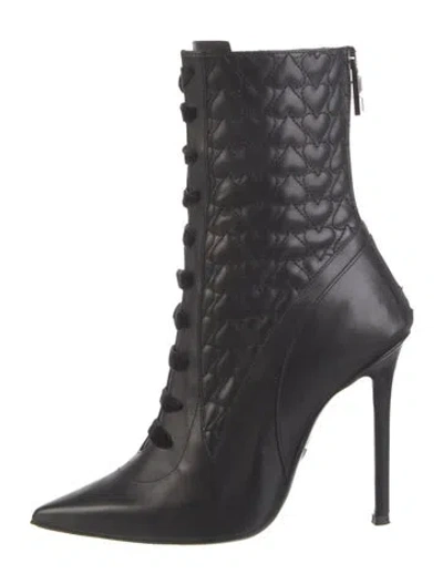 Pre-owned Aperlai Leather Patterned Boots In Black