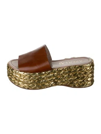 Pre-owned Aperlai Leather Slides In Green