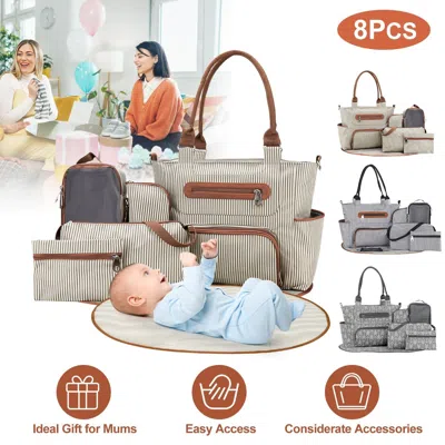 Aperu 8pcs Baby Diaper Bag Set - Spacious 12-pocket Design With Bottle Bag, Diaper Pad & Burp Cloths - 2 C In Multi