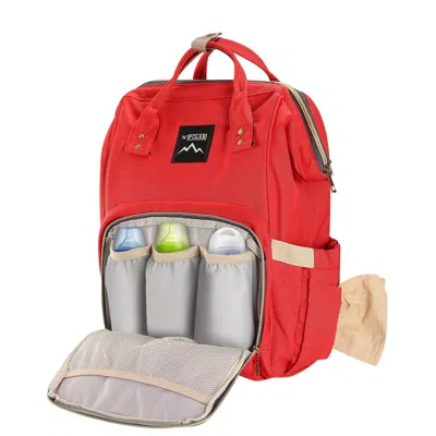 Aperu Mummy Diaper Bag Backpack Water-resistant Large Capacity Travel Nappy Backpack Baby Nursing Handbag  In Red