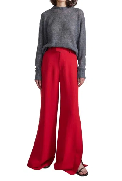 Apiece Apart Alba Trouser In Deep Red In Silver