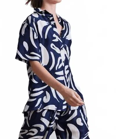 Apiece Apart Albers Button Down Top In Navy In Blue