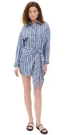 Apiece Apart Alessandra Striped Chambray Mini Shirtdress In Chambray Blue