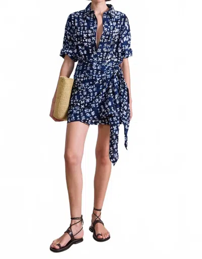 Apiece Apart Alessandra Mini Dress In Batik Geo Indigo In Multi
