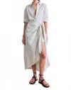 Apiece Apart Alessandra Sarong Shirt Dress In Cream & Navy In Multi