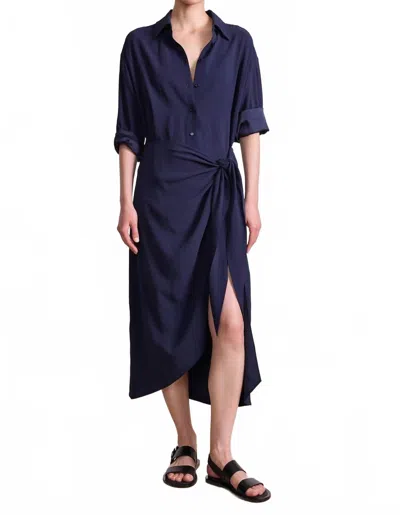 Apiece Apart Alessandra Sarong Shirt Dress In Midnight In Blue