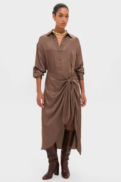 Apiece Apart Alessandra Sarong Shirt Dress In Morel In Brown