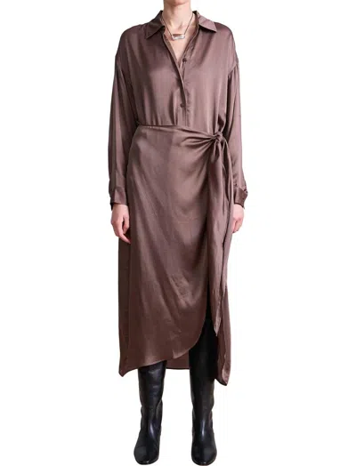 Apiece Apart Alessandra Sarong Shirt Dress In Morel In Brown