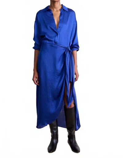Apiece Apart Alessandra Sarong Shirt Dress In Surf In Blue