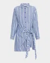 Apiece Apart Alessandra Striped Chambray Mini Shirtdress In Chambray Blue