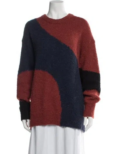 Pre-owned Apiece Apart Alpaca Colorblock Pattern Sweater In Red