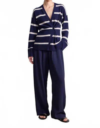 Apiece Apart Ana Wrap Cardigan In Navy/cream Stripe In Multi