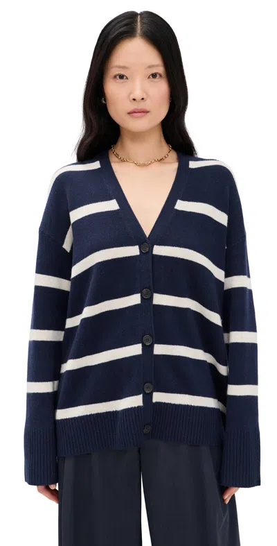 Apiece Apart Ana Wrap Cardigan Navy & Cream Stripe