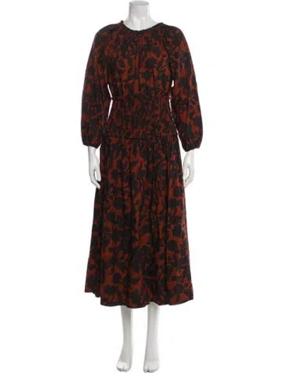 Pre-owned Apiece Apart Animal Print Long Dress In Brown