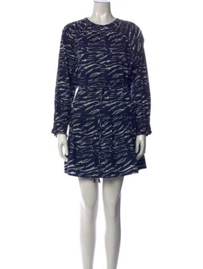 Pre-owned Apiece Apart Animal Print Mini Dress In Blue
