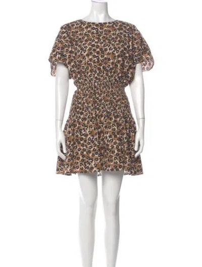 Pre-owned Apiece Apart Animal Print Mini Dress In Brown