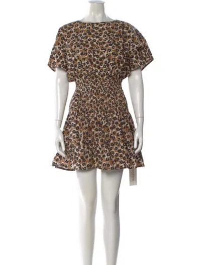 Pre-owned Apiece Apart Animal Print Mini Dress In Brown