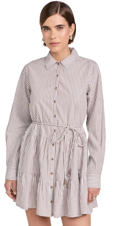 Apiece Apart Anna Shirt Dress Sand And White Stripes