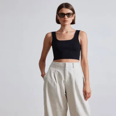 Apiece Apart Bari Crop Trouser Flax In Black