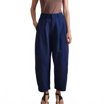 Apiece Apart Bari Crop Trouser In Indigo Linen In Blue