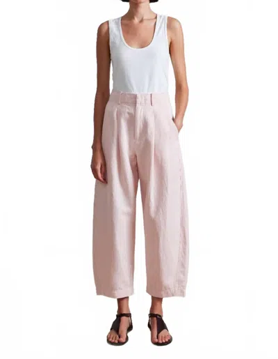 Apiece Apart Bari Crop Trouser In Rosa Linen In Pink
