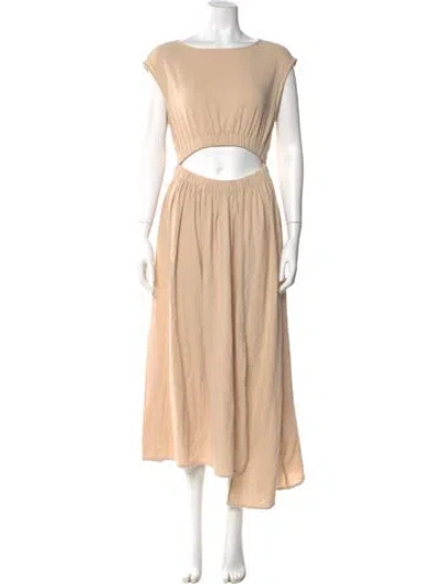 Pre-owned Apiece Apart Bateau Neckline Midi Length Dress In Neutral