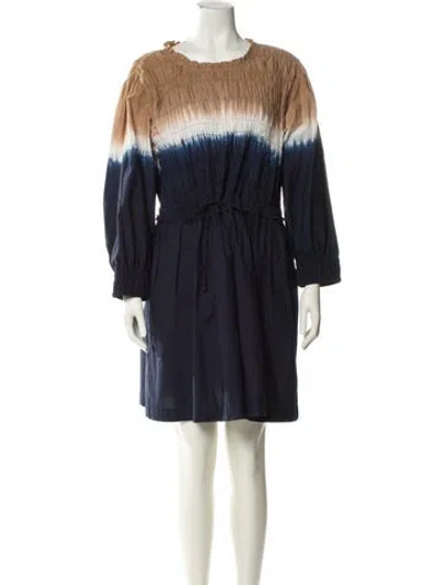 Pre-owned Apiece Apart Bateau Neckline Mini Dress In Blue