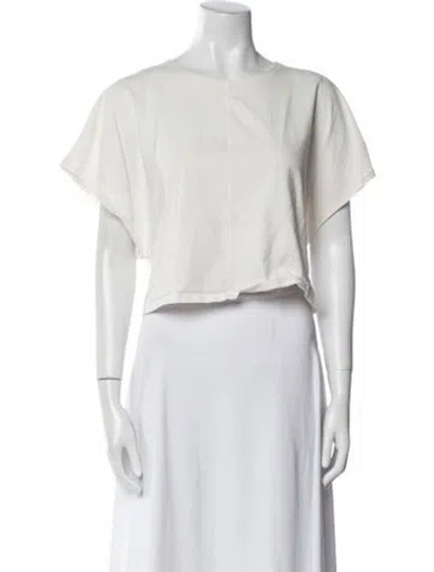 Pre-owned Apiece Apart Bateau Neckline Short Sleeve Crop Top In White