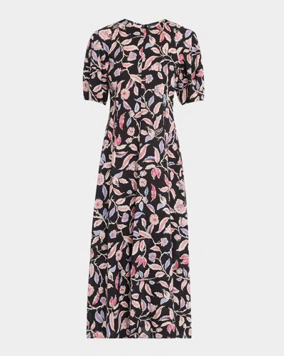 Apiece Apart Bettina Floral-print Cotton Poplin Maxi Dress In Garden Floral Midnight
