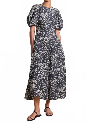 Apiece Apart Bettina Maxi Dress In Abstract Animal Midnight In Gray