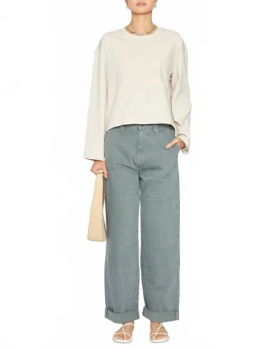 Apiece Apart Boxy Long Sleeve Tee In Oat In White