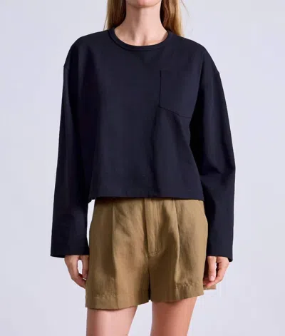 Apiece Apart Boxy Tee In Black In Blue