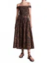 Apiece Apart Britt Off-shoulder Maxi Dress In Floral Chocolate In Multi