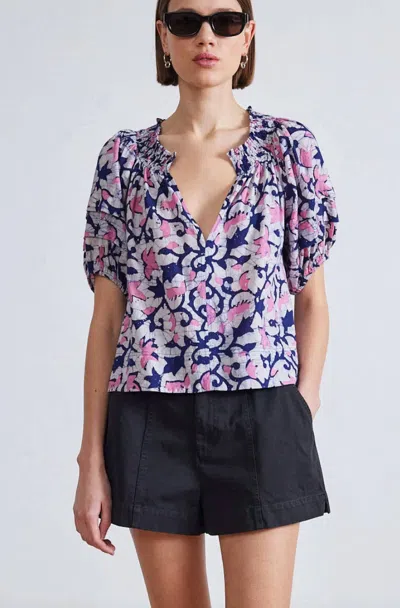 Apiece Apart Caminitas Puff Sleeve Top In La Vida Batik Rosa In Multi